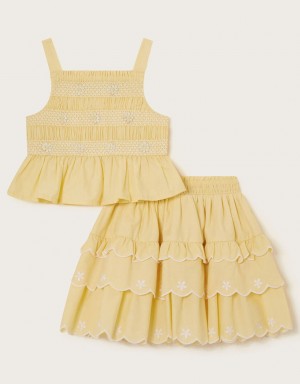 Yellow Kids' Monsoon Daisy Top and Set Skirts | CFE-4700