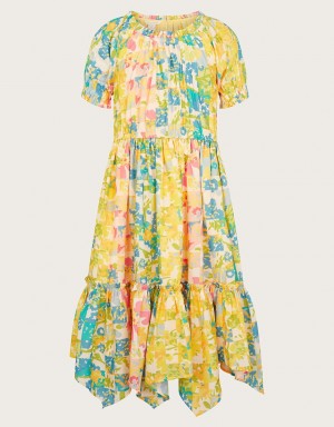 Yellow Kids' Monsoon Patchwork Floral Dress | RGZ-7410