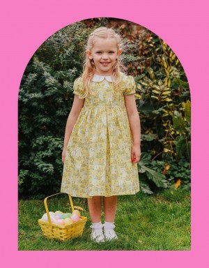 Yellow Kids' Monsoon Trotters Bunny Print Dress | ATD-1293