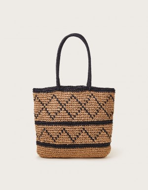 Yellow Women's Monsoon Monochrome Raffia Bags | BDF-3826