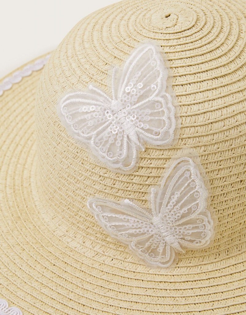 Beige Kids' Monsoon Baby Butterfly Floppy Hats | QJA-4800