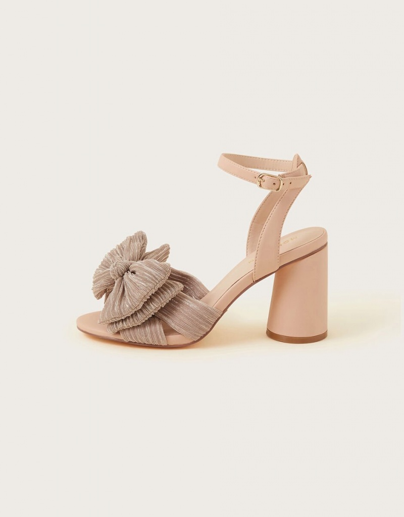 Beige Women's Monsoon Bow Heel Sandals | KYT-1663