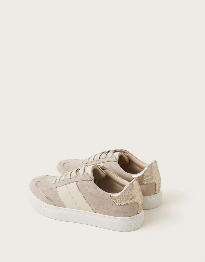 Beige Women's Monsoon Faux Suede Sneakers | PII-2180