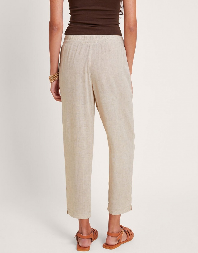 Beige Women's Monsoon Penina Crop Trousers Pants | EKX-2052