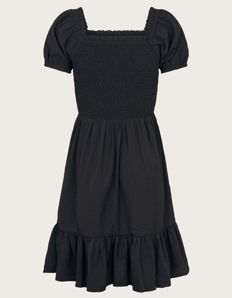 Black Kids' Monsoon Seersucker Dress | COF-7305