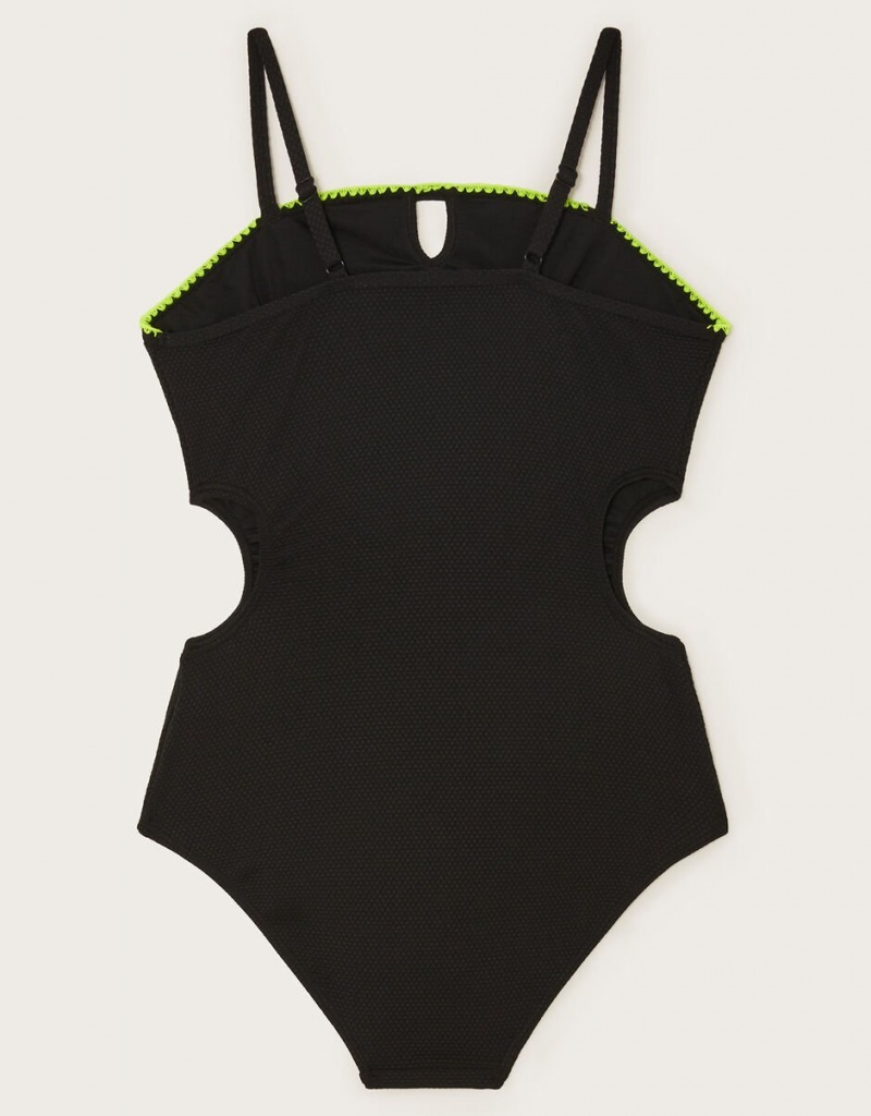 Black Kids' Monsoon Texture Swimsuit Swimwear | GGS-8063