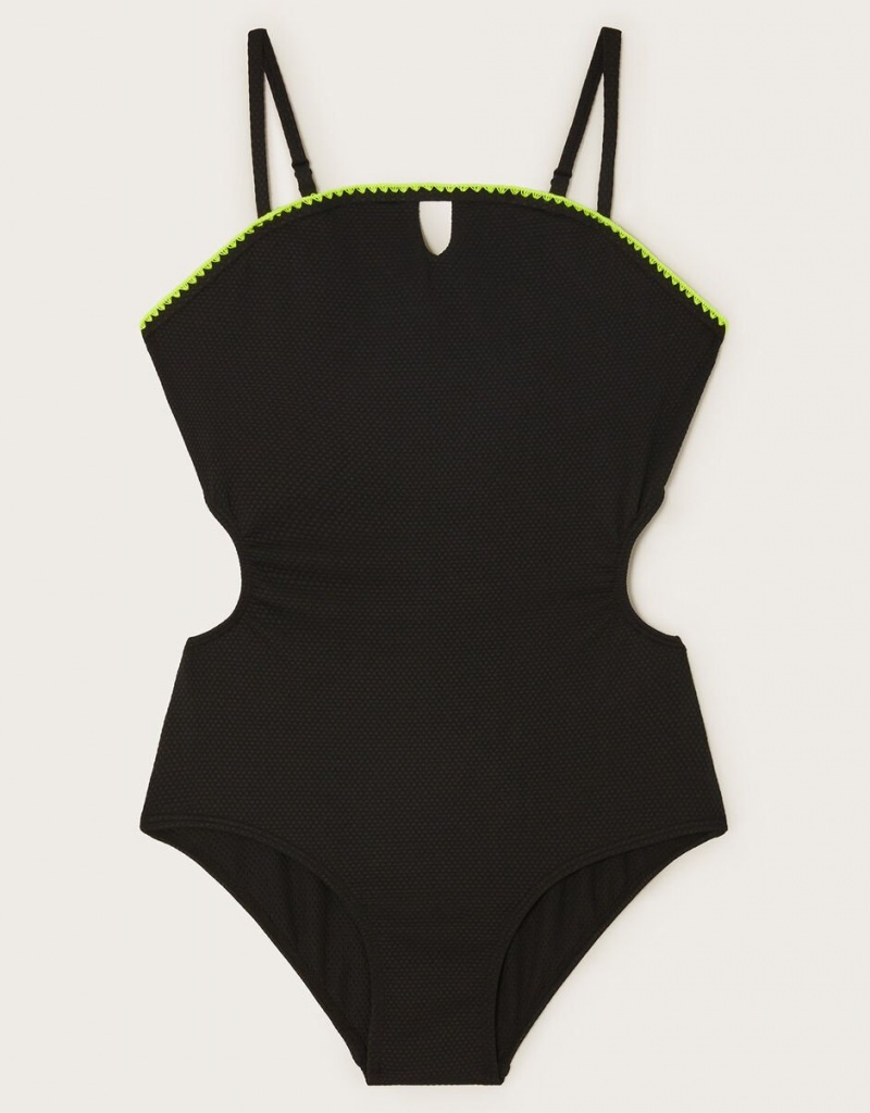 Black Kids\' Monsoon Texture Swimsuit Swimwear | GGS-8063