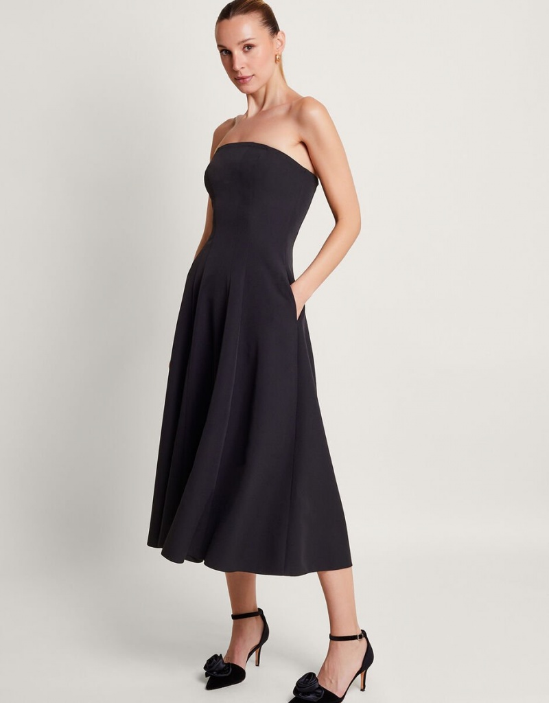 Black Women's Monsoon Briar Bandeau Dress | FNV-5489