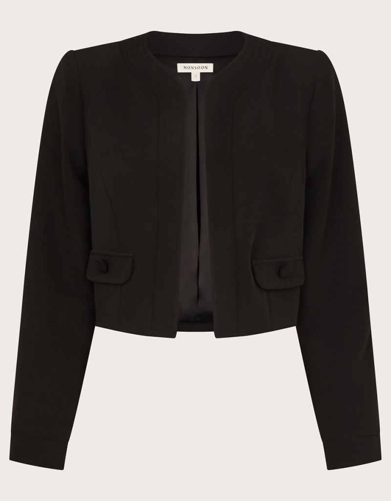 Black Women's Monsoon Briar Cropped Jacket | JEU-7128