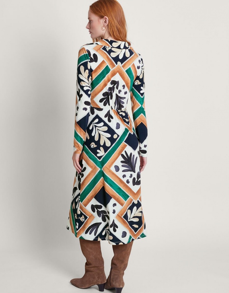 Black Women's Monsoon Cadenza Print Jersey Dress | MLJ-3203