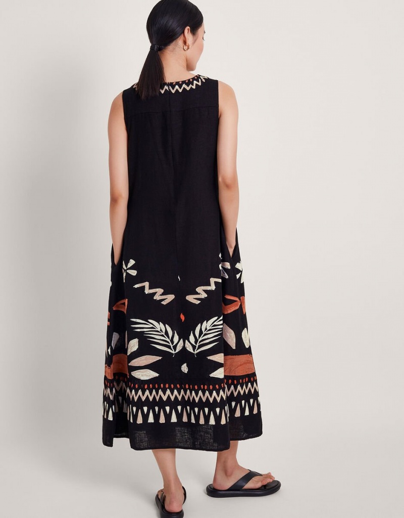 Black Women's Monsoon Carlotta Midi Dress | CKC-2595