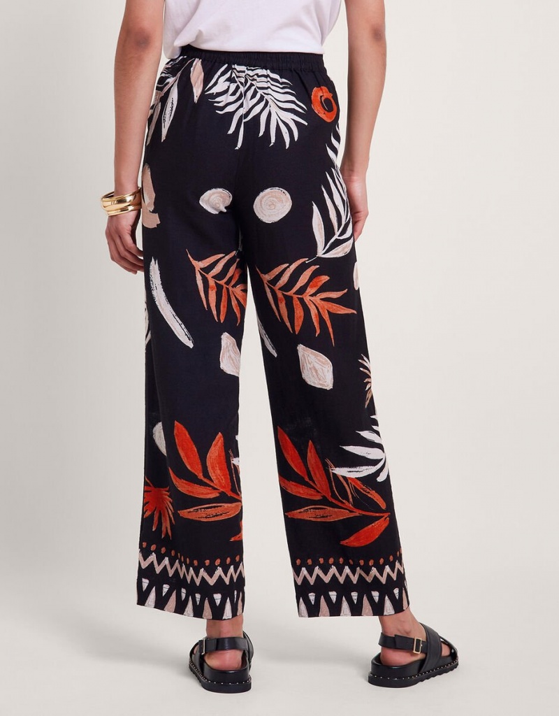 Black Women's Monsoon Carlotta Print Pants | FPC-1268