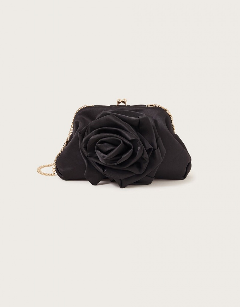 Black Women\'s Monsoon Corsage Satin Bags | PMO-8792