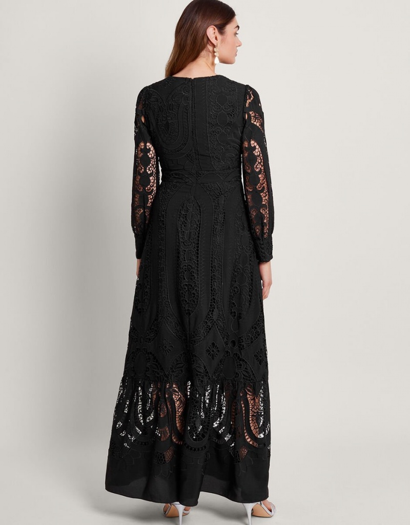 Black Women's Monsoon Harlow Lace Maxi Dress | ZVP-5440