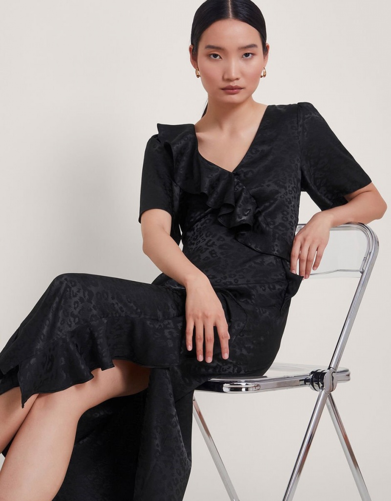 Black Women's Monsoon Luna Satin Dress | JNQ-3096