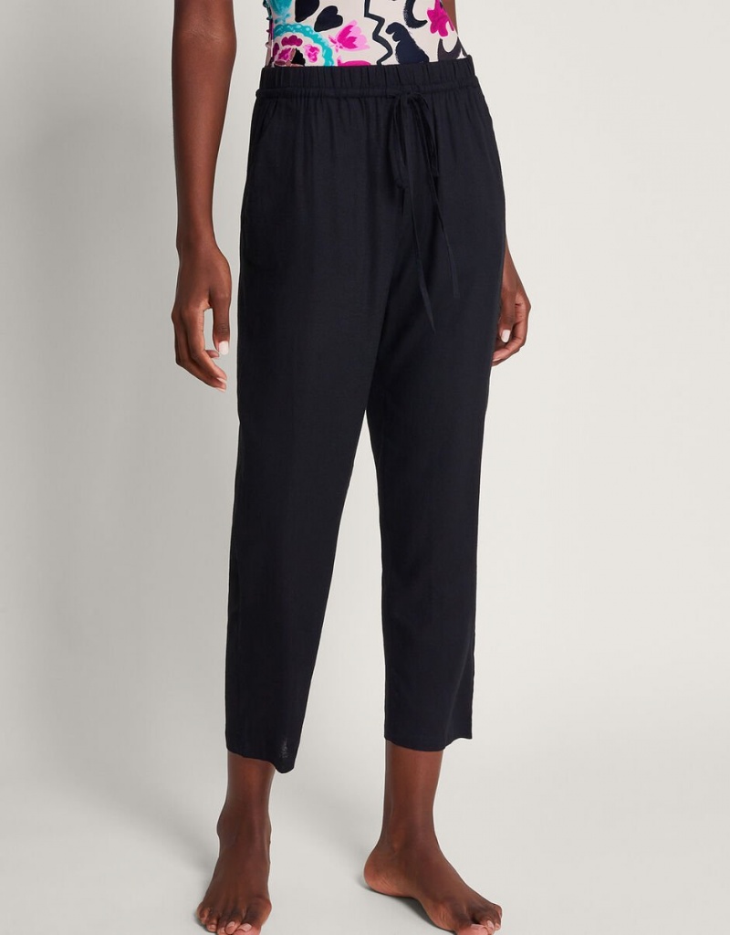 Black Women's Monsoon Penina Crop Pants | JWL-6108