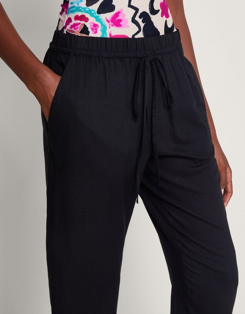 Black Women's Monsoon Penina Crop Pants | JWL-6108