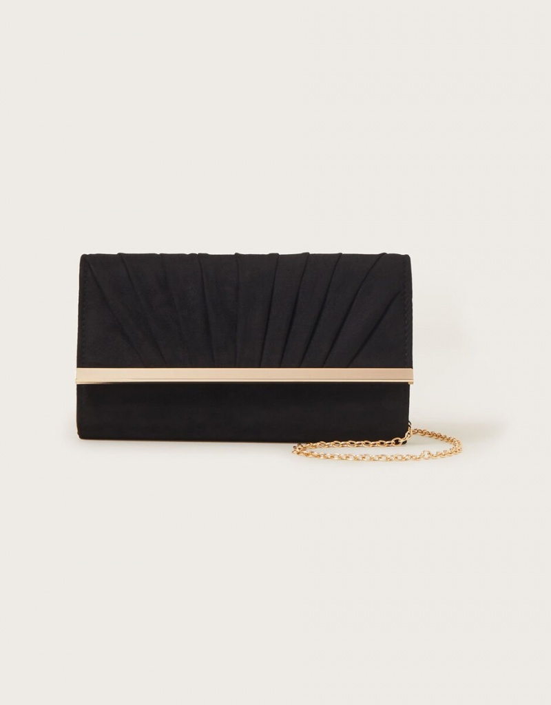 Black Women's Monsoon Pleated Occasion Clutch Bags | PAR-7327