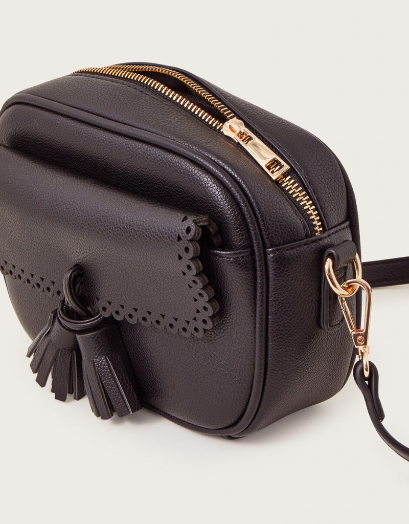 Black Women's Monsoon Scallop Camera Bags | EBG-3108