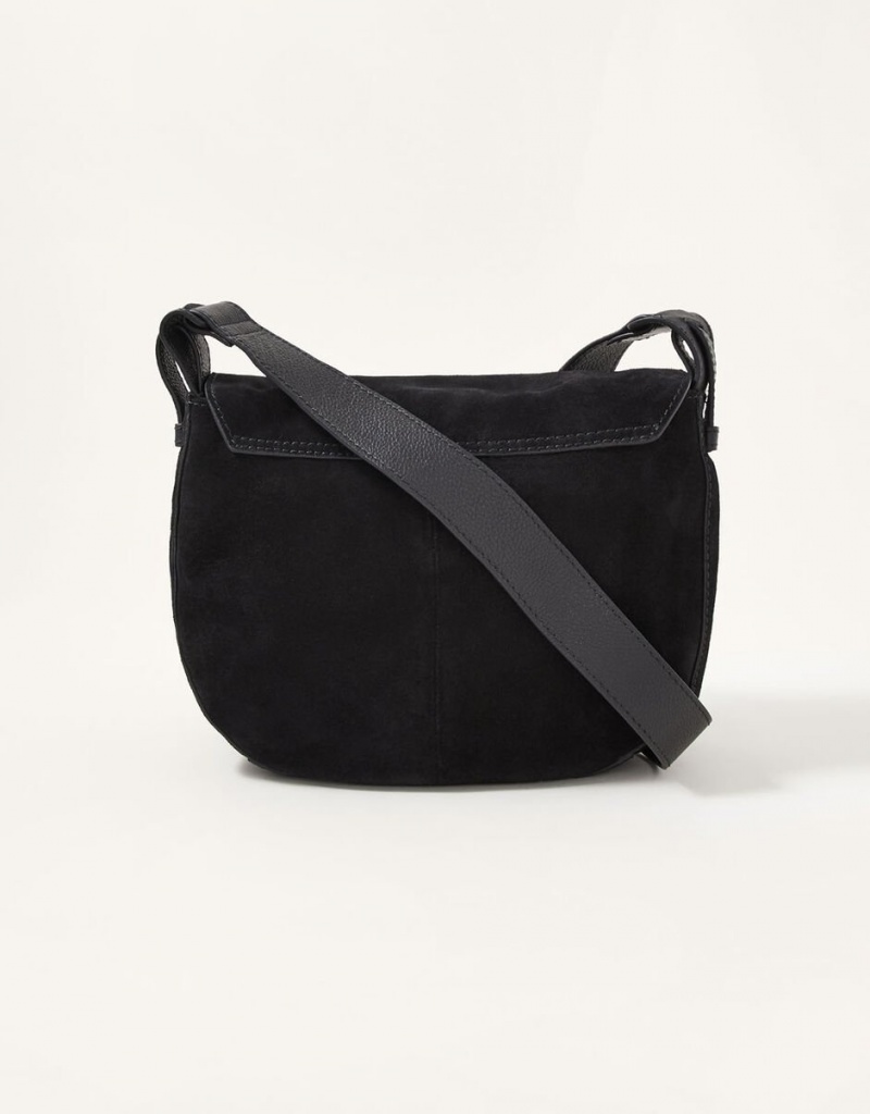 Black Women's Monsoon Shanie Suede Saddle Bags | XMW-8046