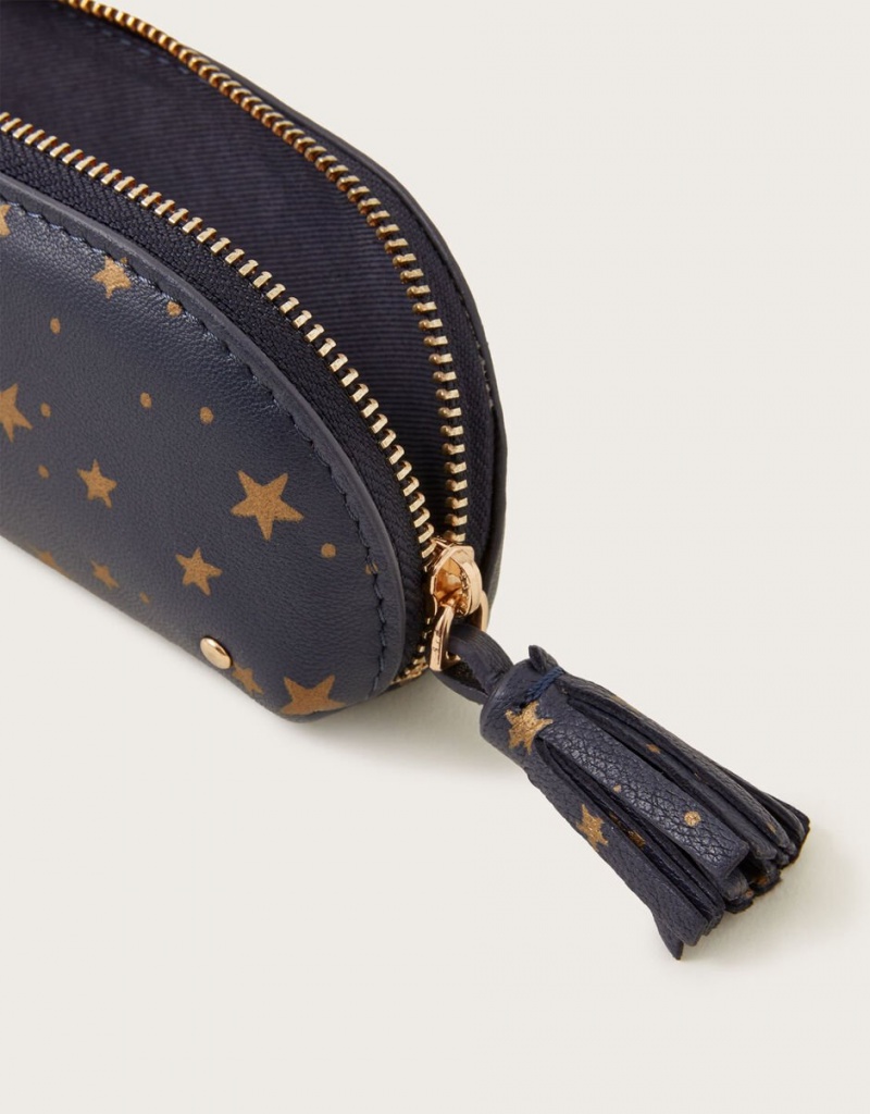 Black Women's Monsoon Star Print Leather Pencil Case Bags | HAZ-8474