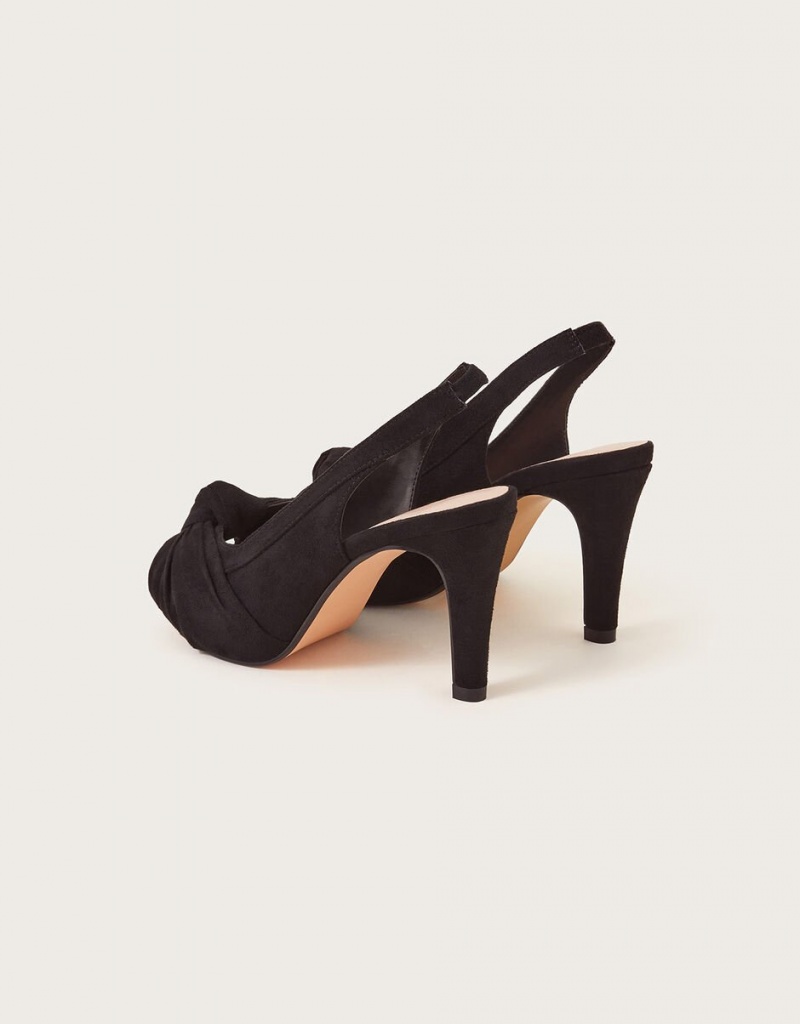 Black Women's Monsoon Suede Peep Toe Heels | WHK-2522