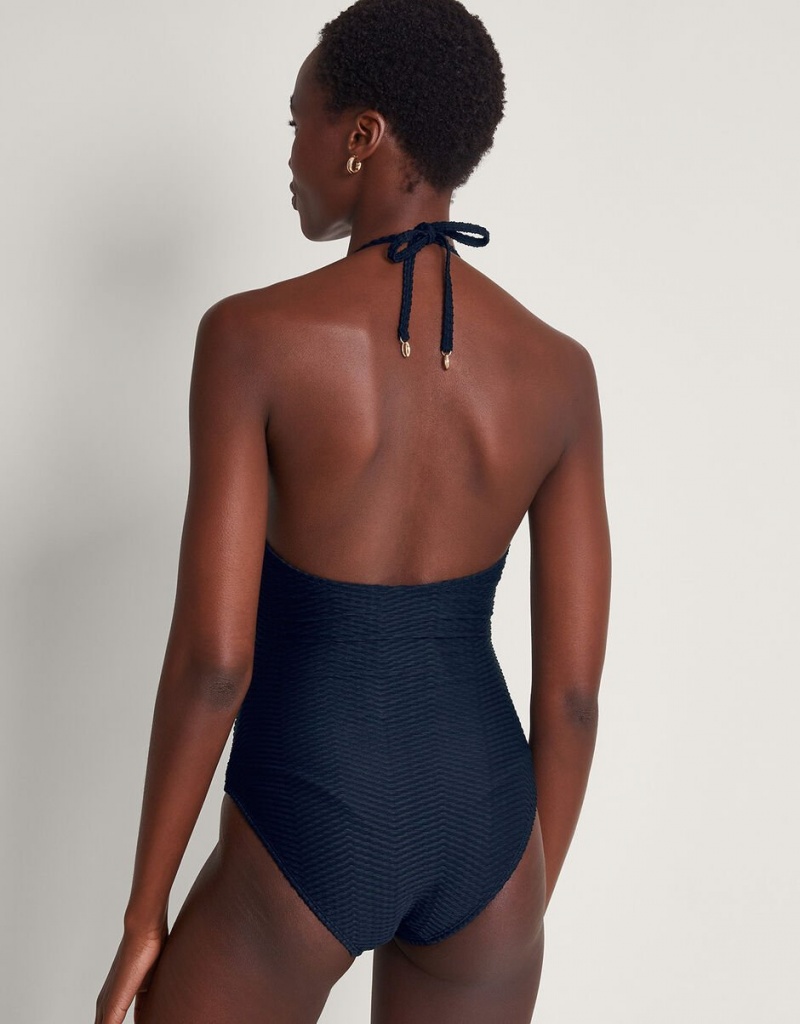 Black Women's Monsoon Una Scallop Swimsuit Swimwear | RWW-4318