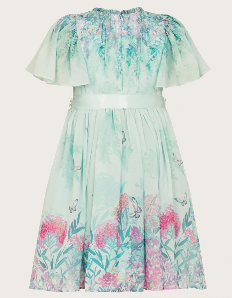 Blue Kids' Monsoon Alium Botanical Print Dress | UHK-5693