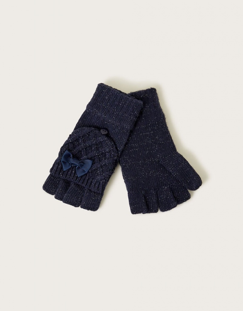 Blue Kids\' Monsoon Bow Detail Capped Gloves | FNJ-8073