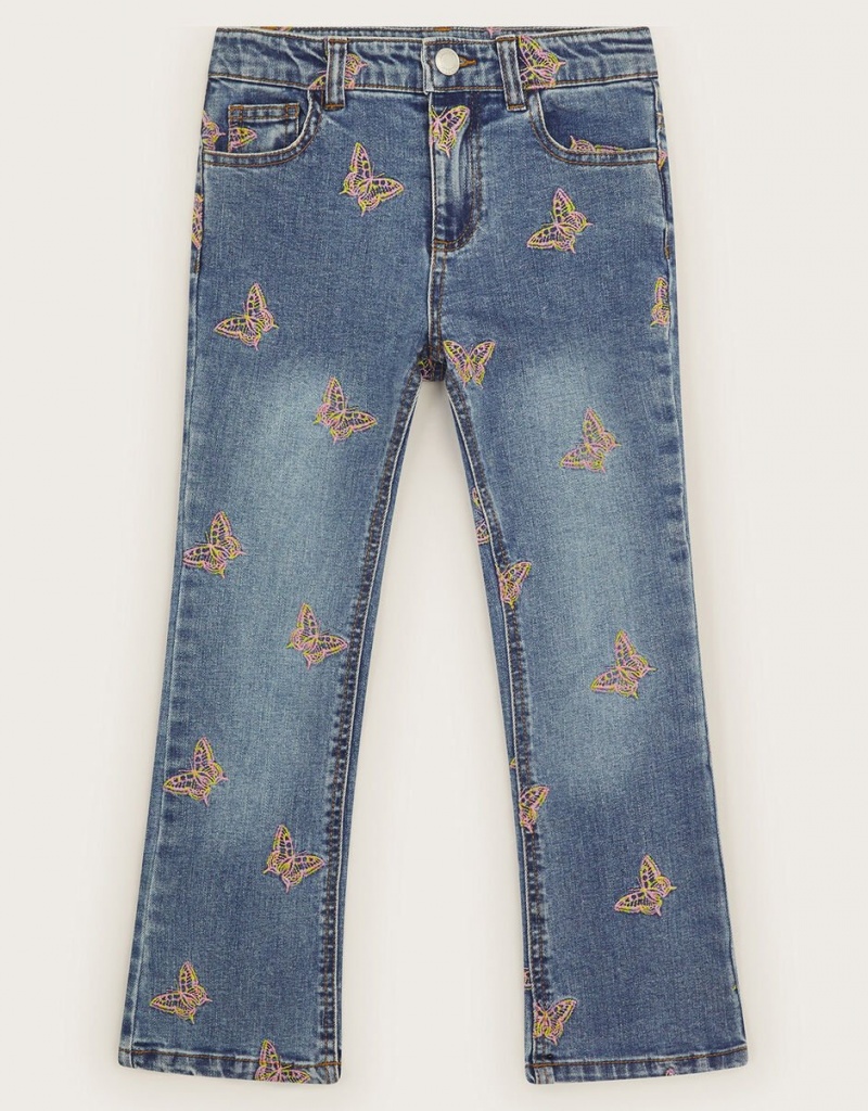 Blue Kids\' Monsoon Butterfly Embellished Jeans | VJJ-4400