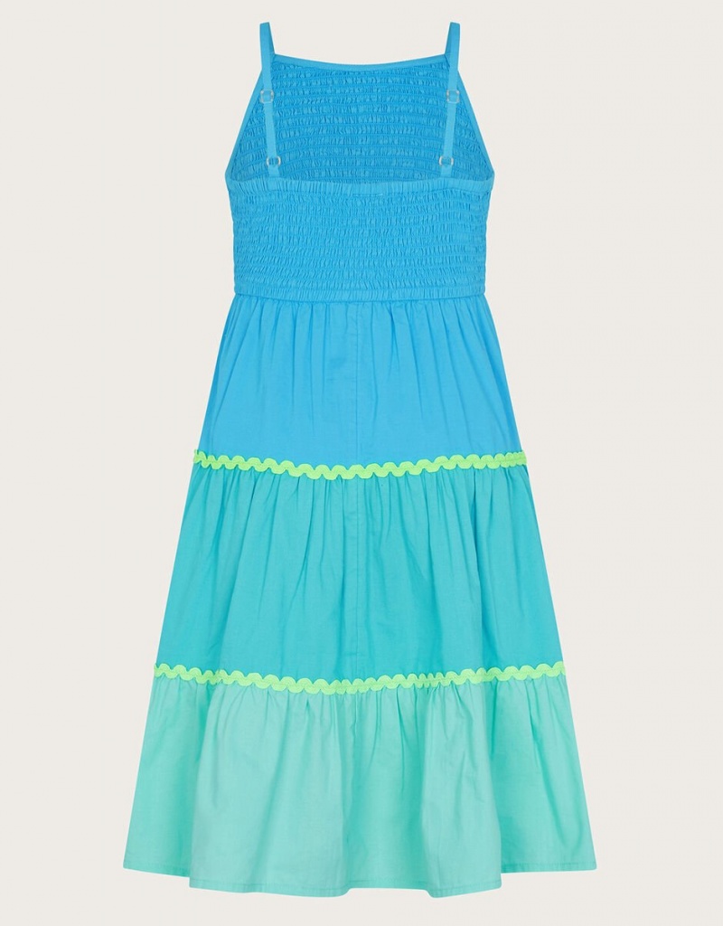 Blue Kids' Monsoon Color Block Dress | JXV-3811