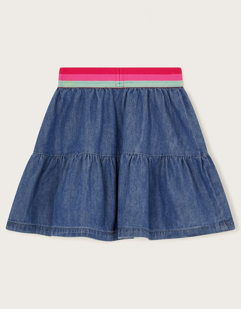 Blue Kids' Monsoon Denim Ruffle Skirts | VUF-2494