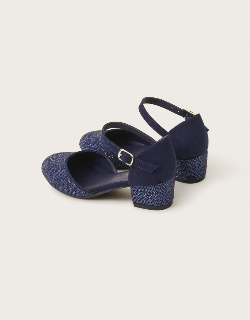 Blue Kids' Monsoon Diamante Two-Part Heels | YSD-0128