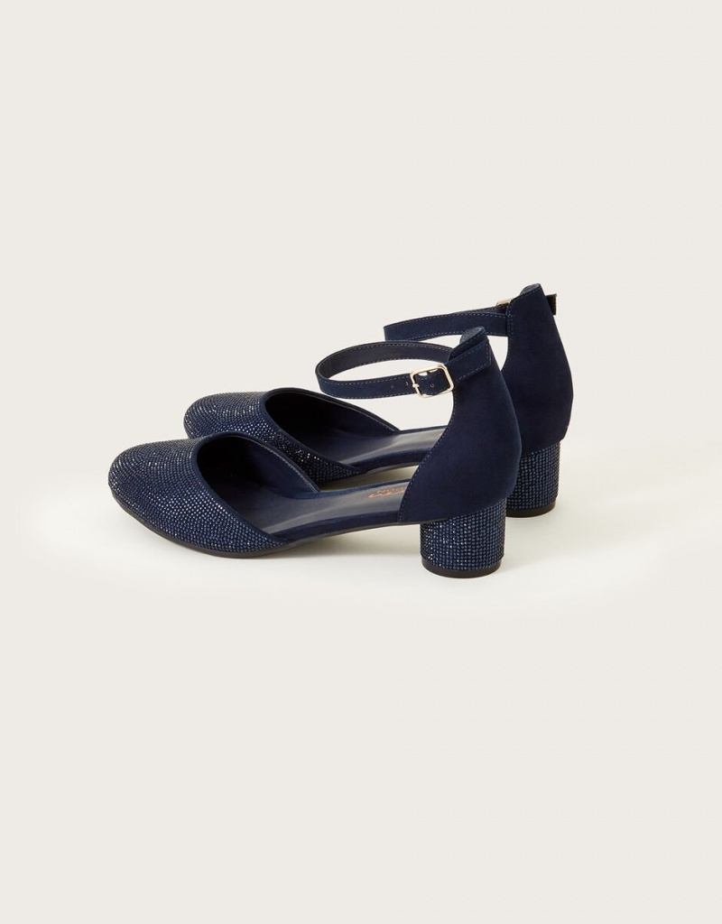 Blue Kids' Monsoon Diamante Two-Part Heels | WVW-1924