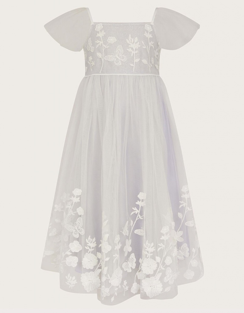 Blue Kids\' Monsoon Essie Embroidered Swing Dress | MUK-4764