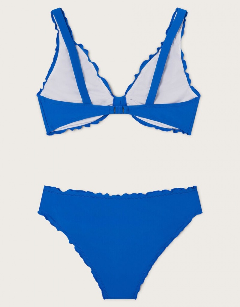 Blue Kids' Monsoon Frill Bikini Set Swimwear | NWU-6948