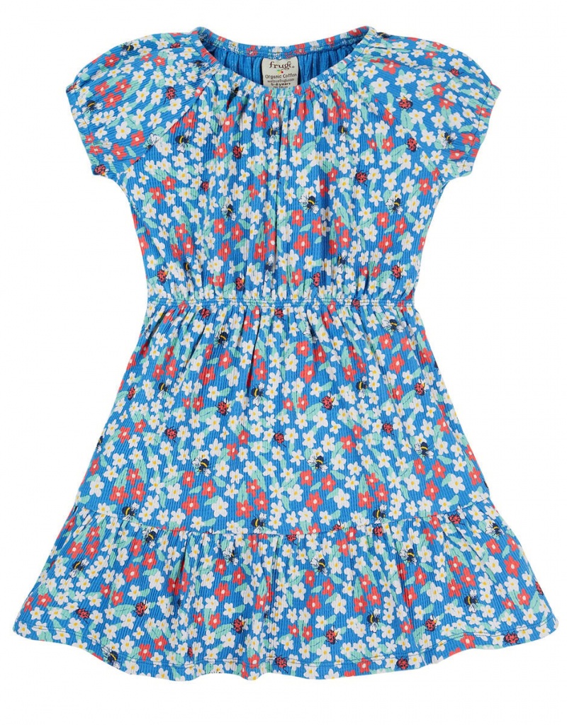 Blue Kids' Monsoon Frugi Floral Tiered Dress | LLU-1529