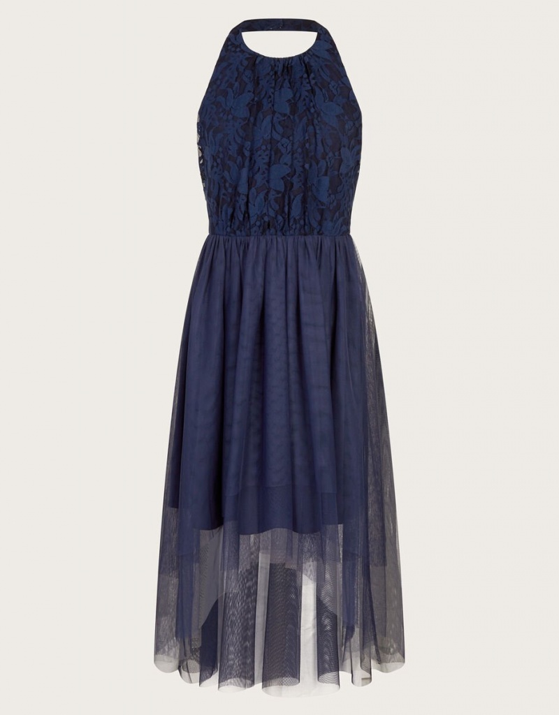 Blue Kids\' Monsoon Hayley Lace Prom Dress | KRY-1762