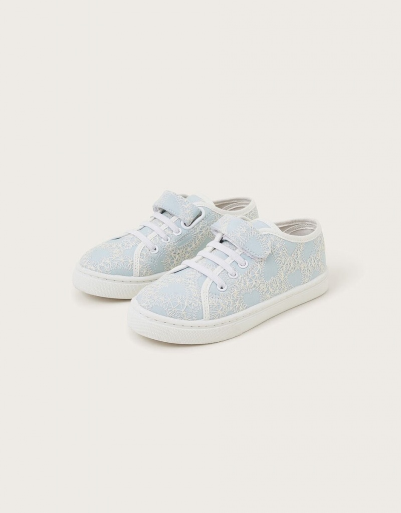 Blue Kids\' Monsoon Heart Lace Sneakers | IPB-4439