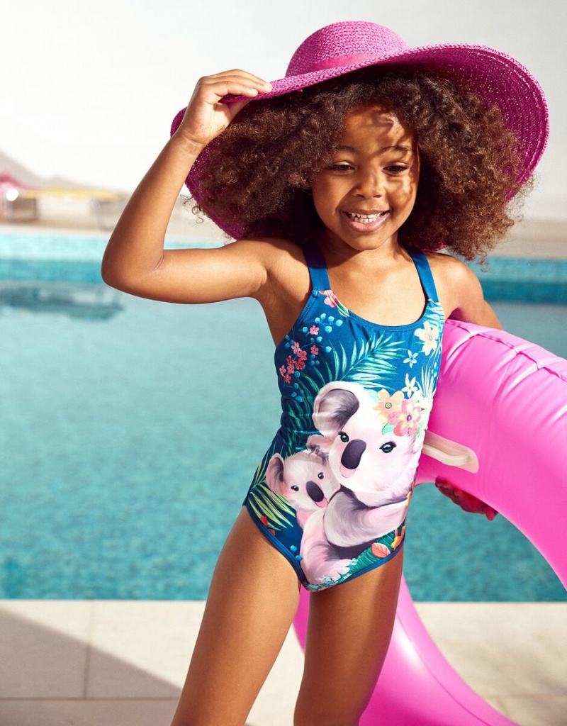 Blue Kids' Monsoon Koala Swimsuit with Recycled Polyester Swimwear | XCV-3236