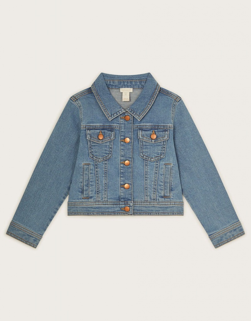 Blue Kids' Monsoon Plain Denim Jacket | MRM-8425