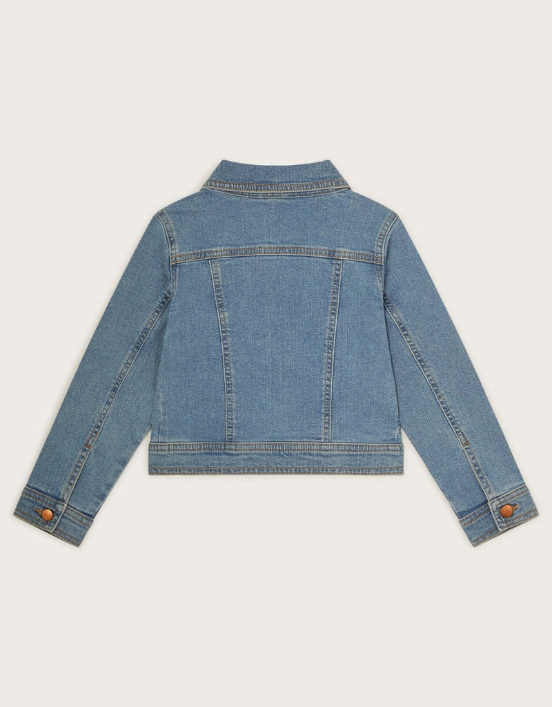 Blue Kids' Monsoon Plain Denim Jacket | MRM-8425