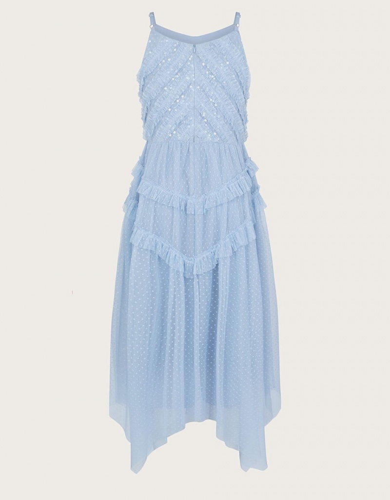 Blue Kids' Monsoon Shiloh Ruffle Prom Dress | WNH-7093