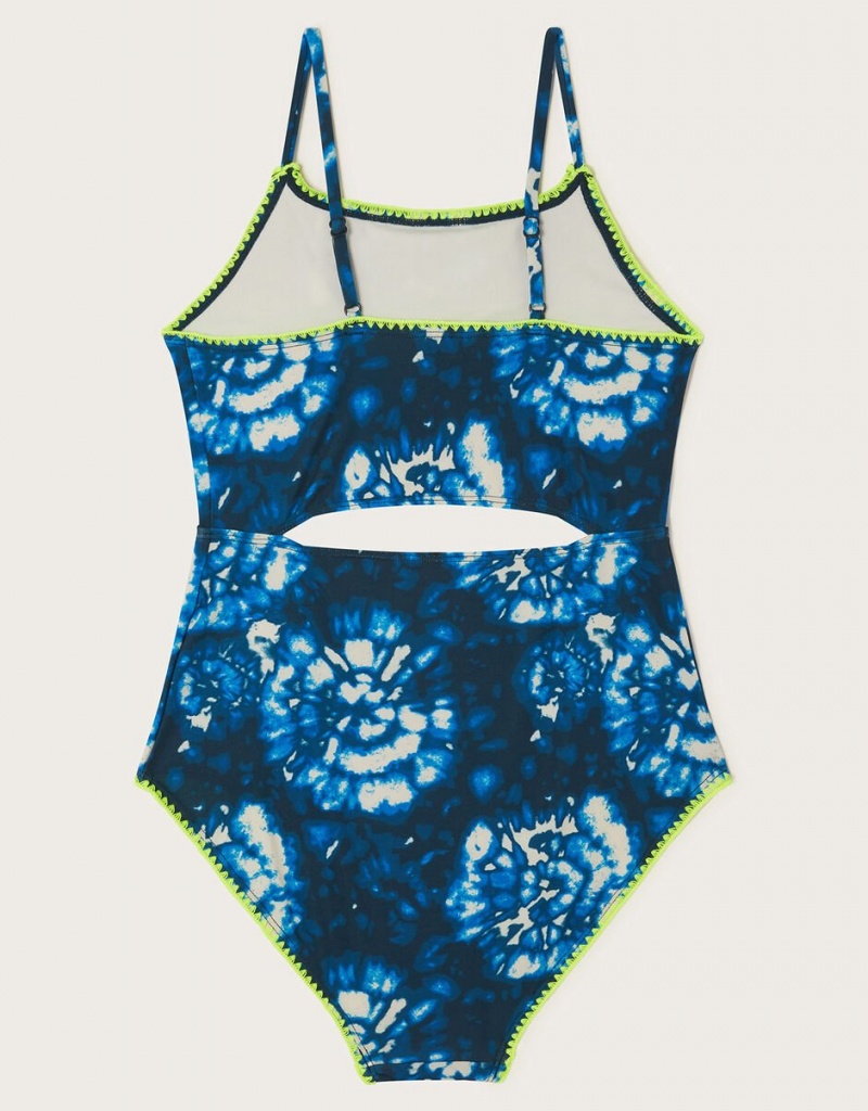 Blue Kids' Monsoon Tie-Dye Swimsuit Swimwear | RDJ-5965