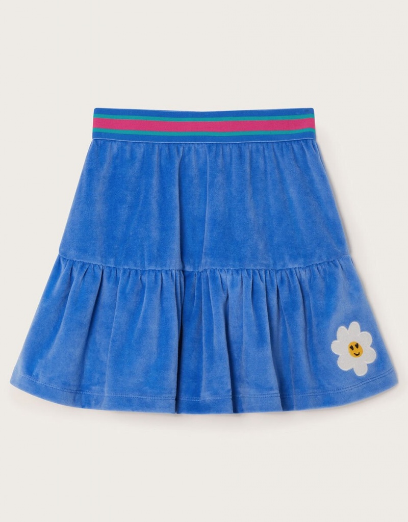 Blue Kids\' Monsoon Velour Tiered Skirts | GBA-7996