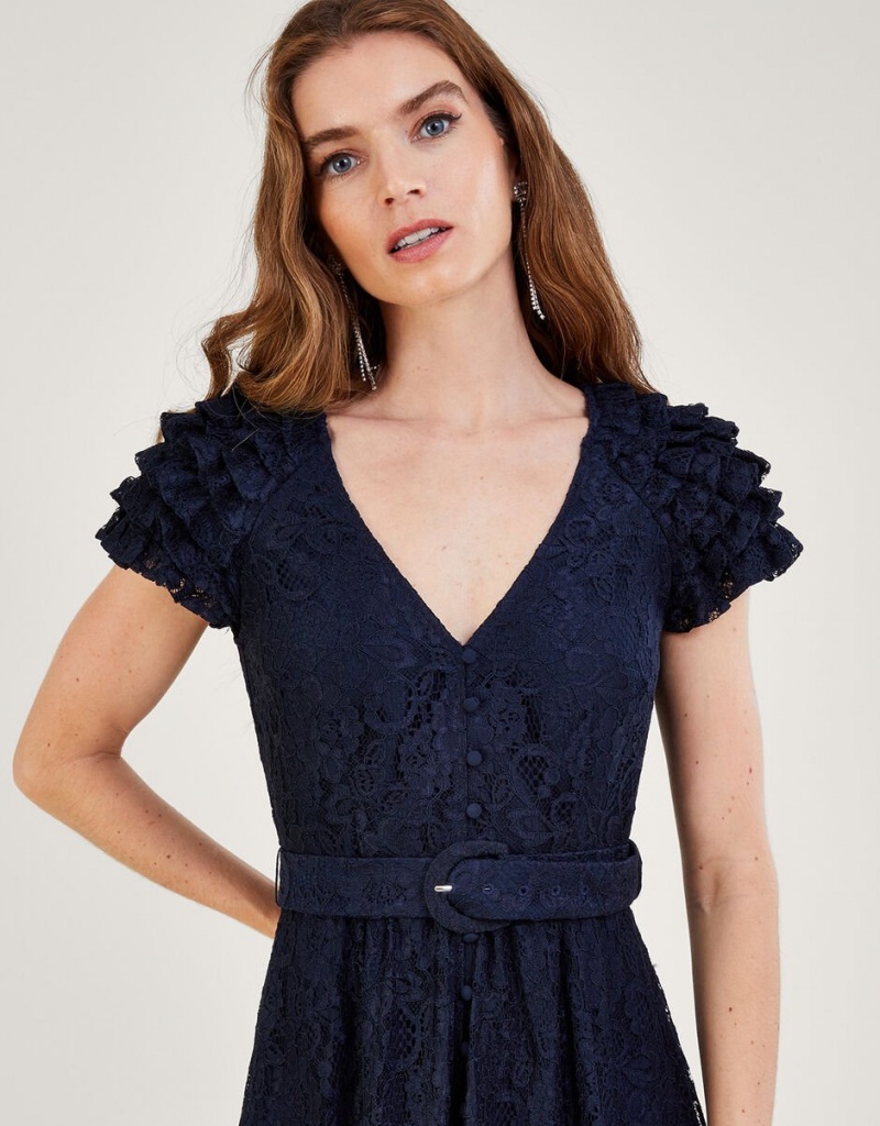 Blue Women's Monsoon Anneliese Lace Tea Dress | PRI-7228