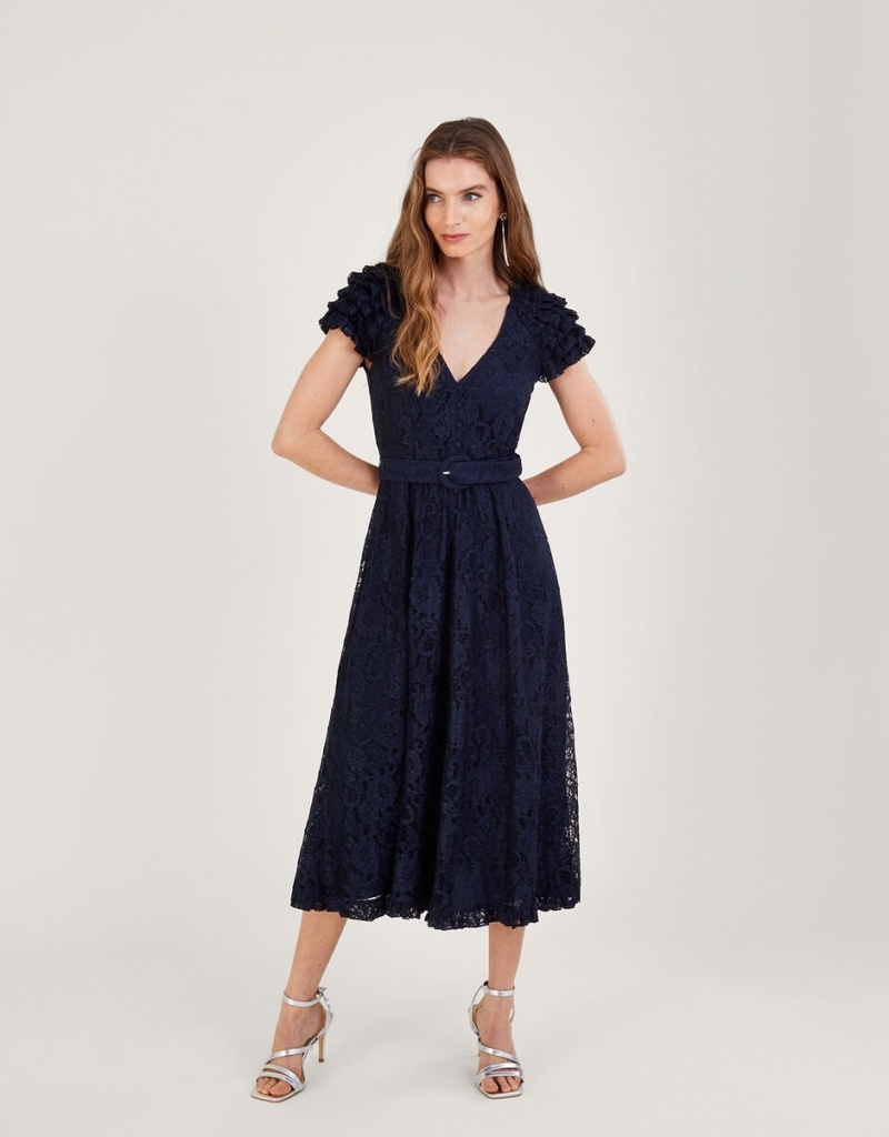 Blue Women\'s Monsoon Anneliese Lace Tea Dress | PRI-7228