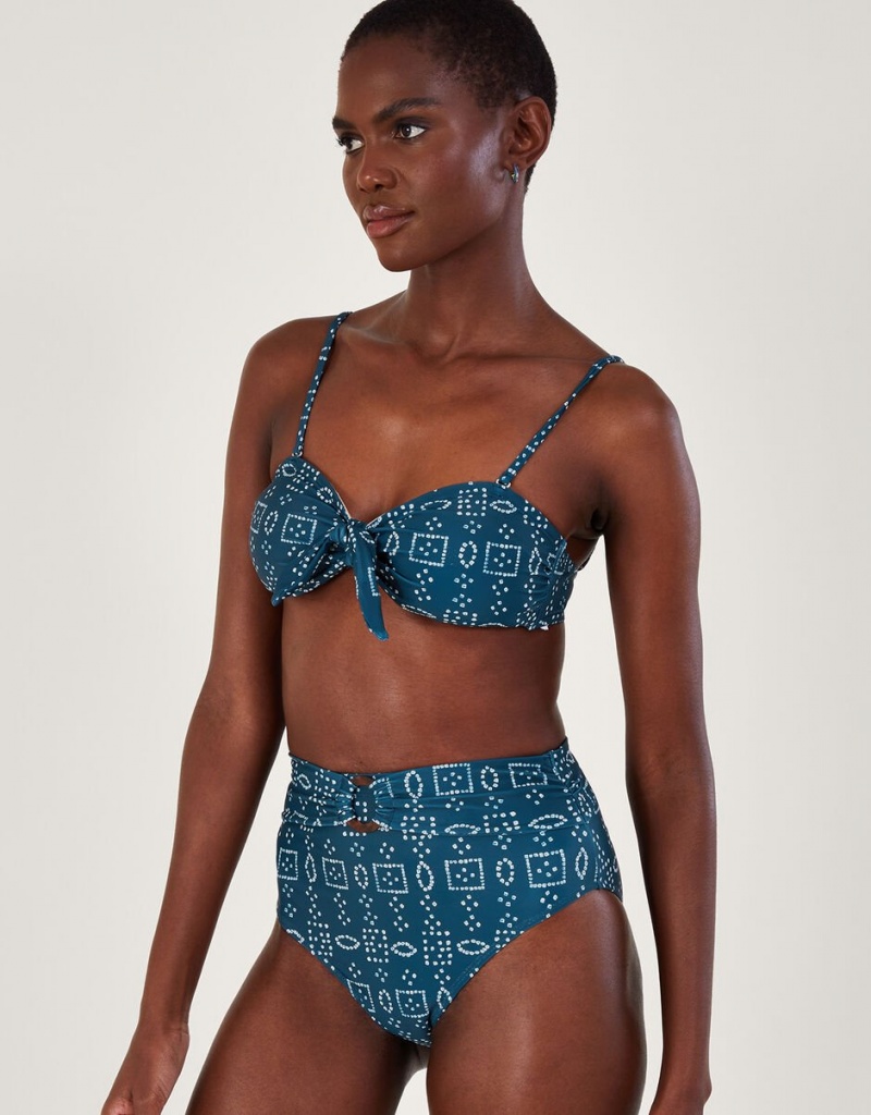 Blue Women's Monsoon Batik Dye Bikini with Recycled Polyester Tops | VJD-2099