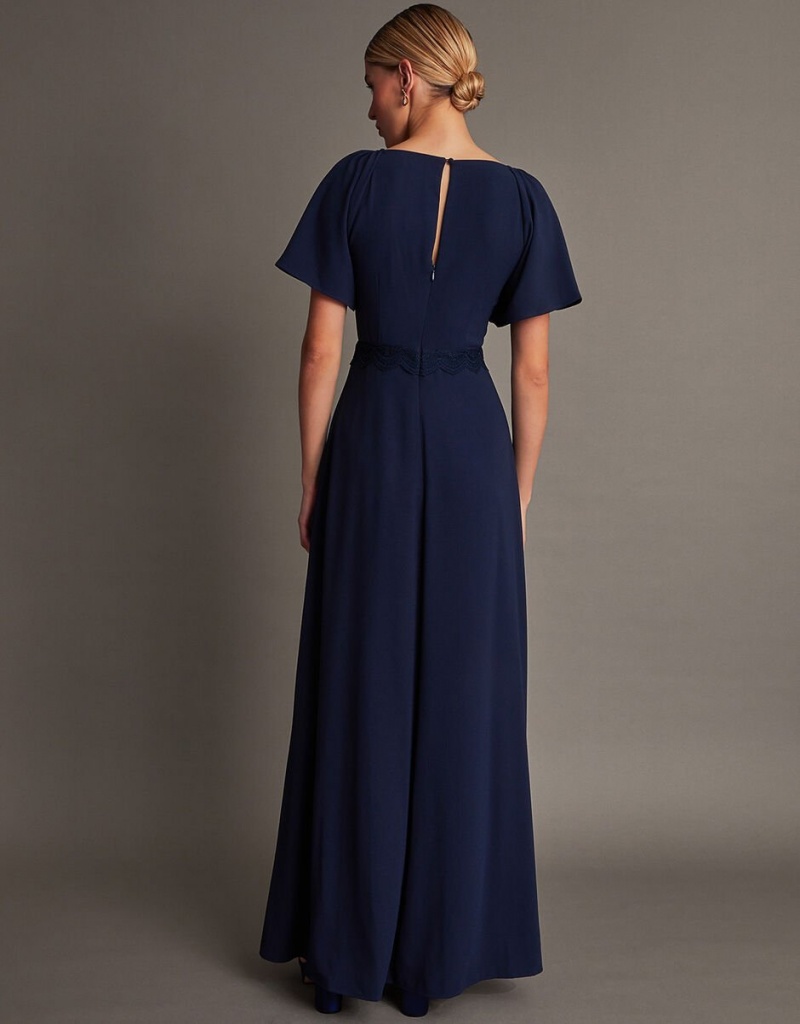 Blue Women's Monsoon Charlotte Crepe Maxi Dress | WBN-4921