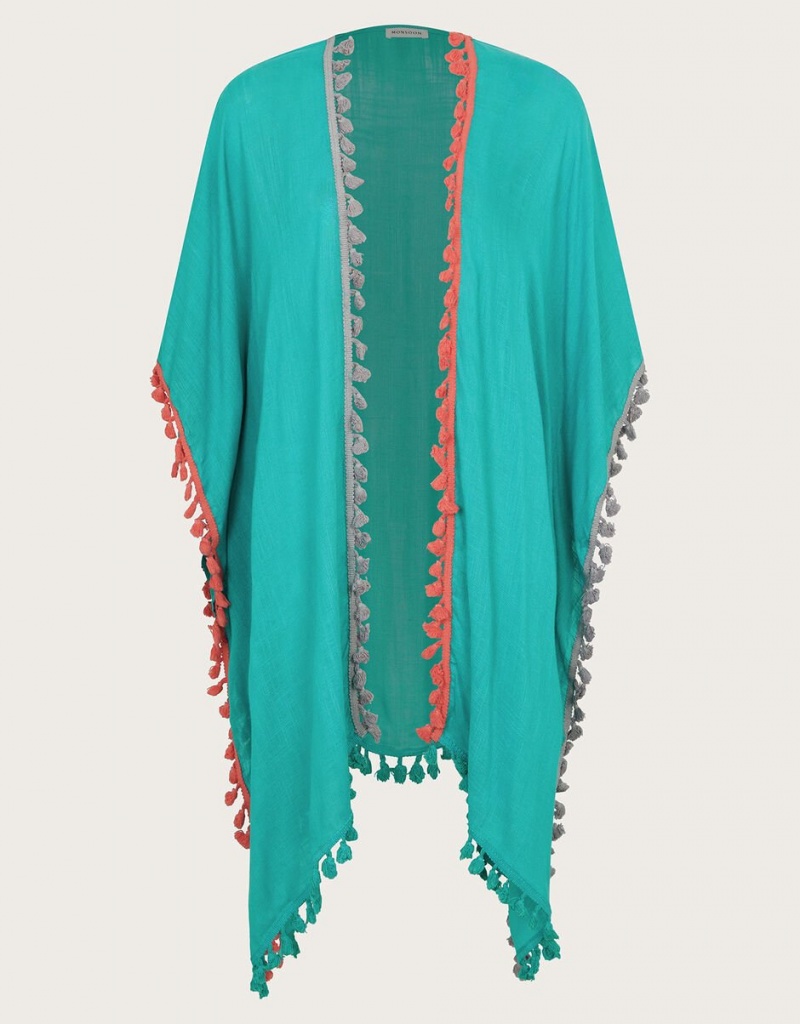 Blue Women's Monsoon Contrast Tassel Cover-Up Swimwear | UZL-2088